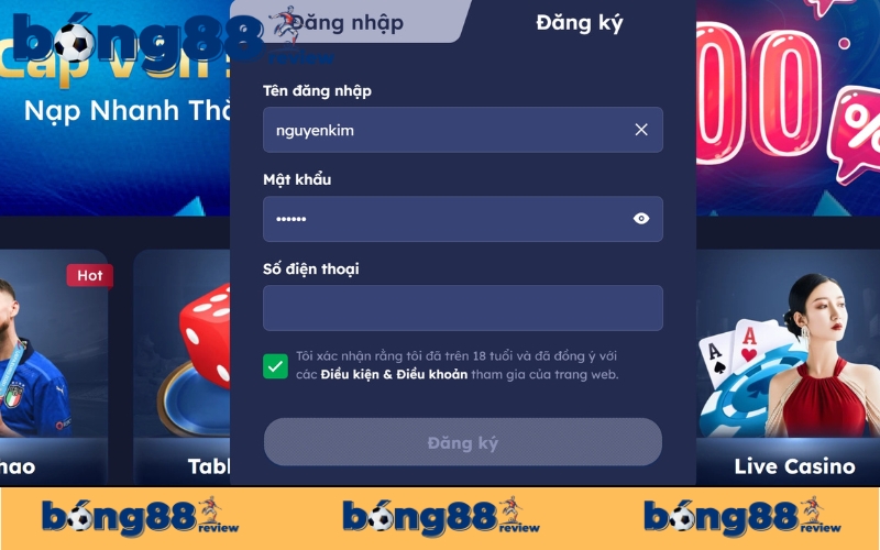 Các bước đăng nhập BONG88 thuận tiện